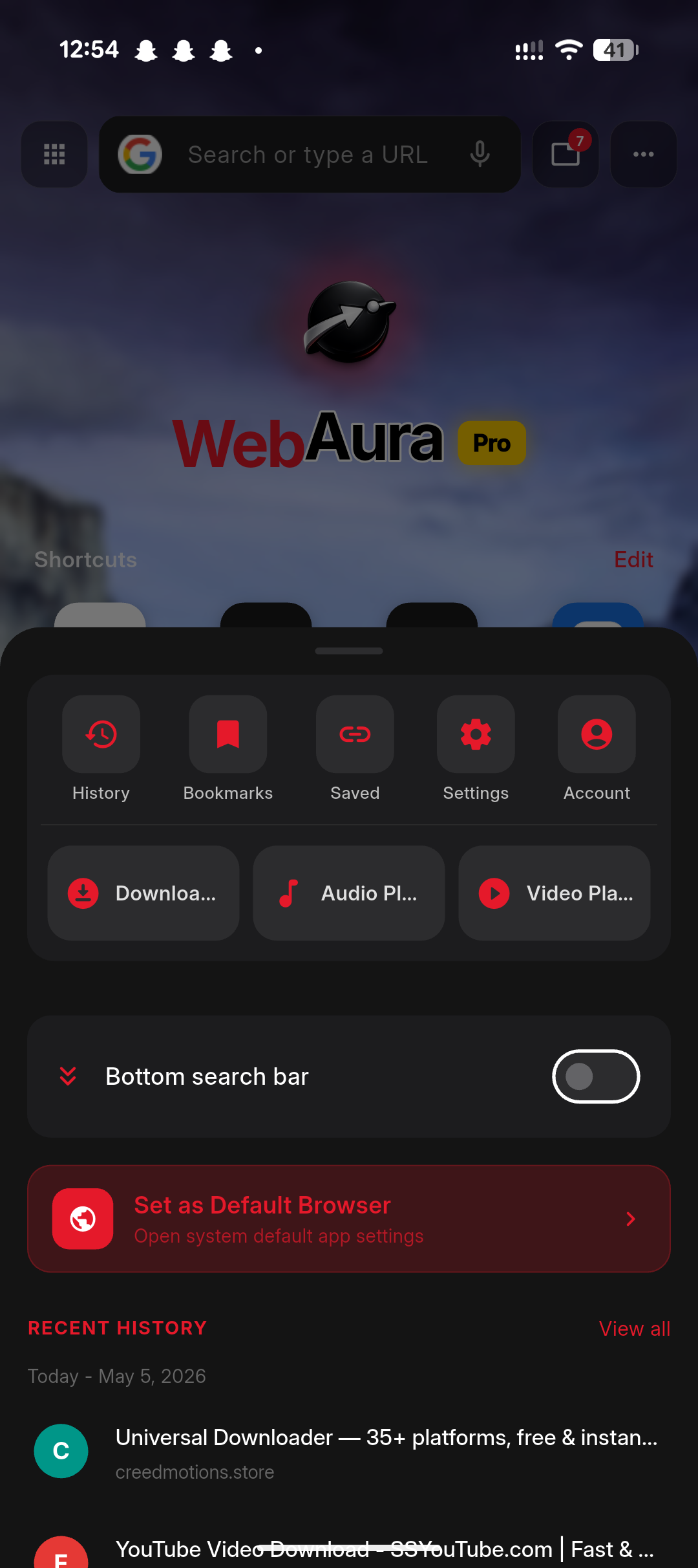 Bottom search bar