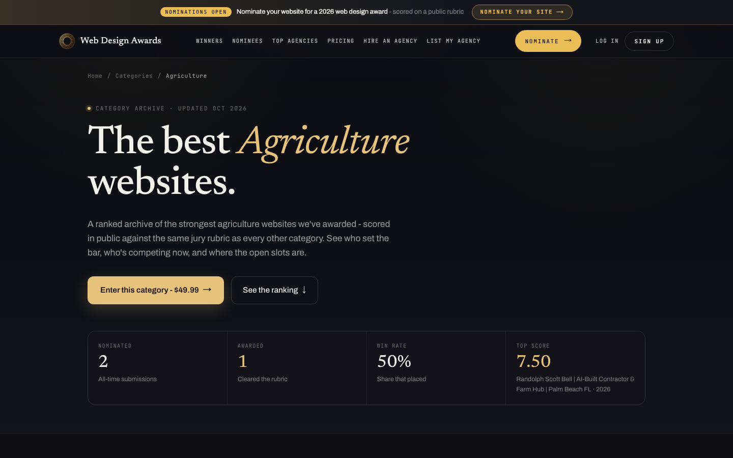 A curated gallery of agriculture website designs