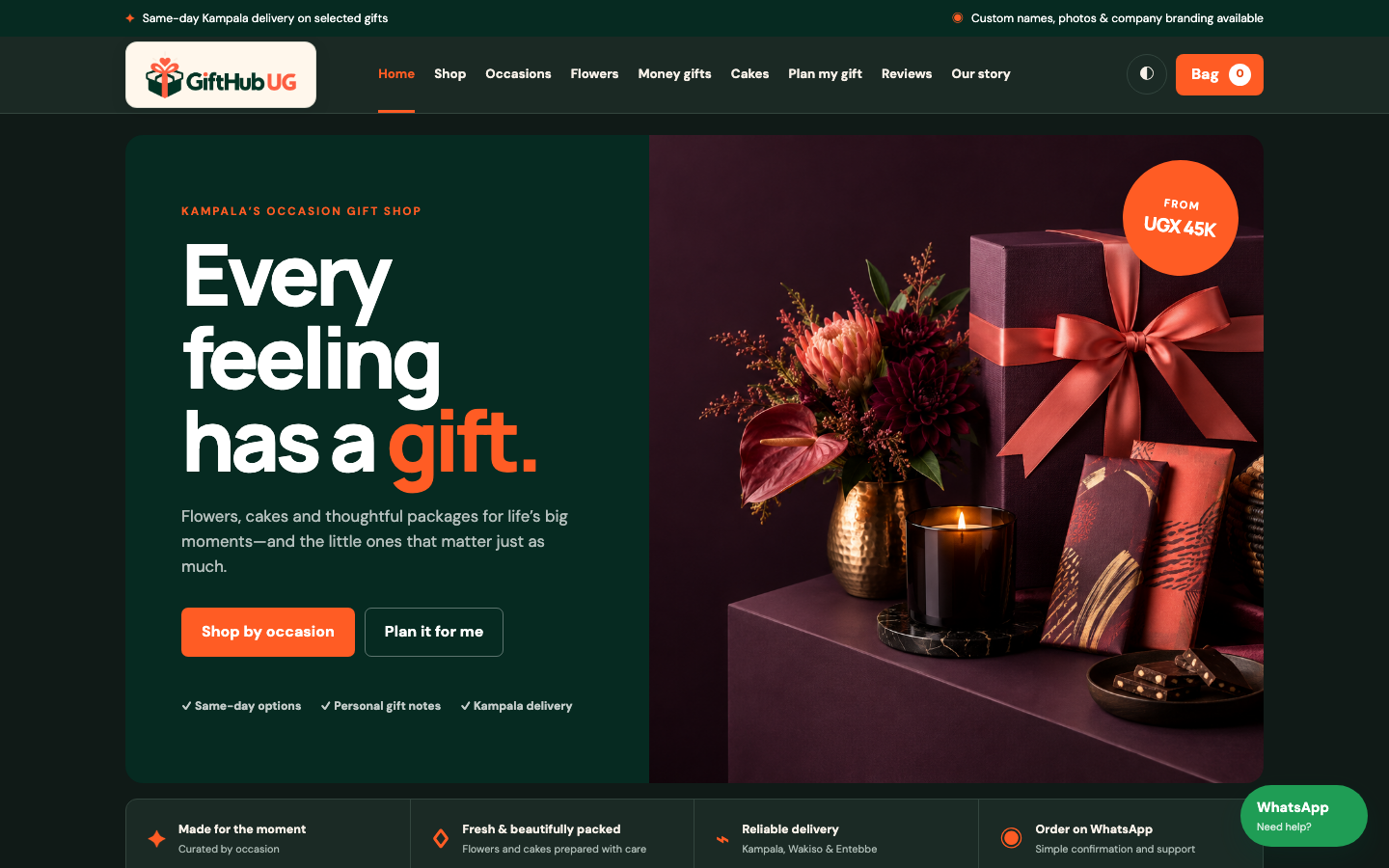 GiftHub UG gift shop website home page